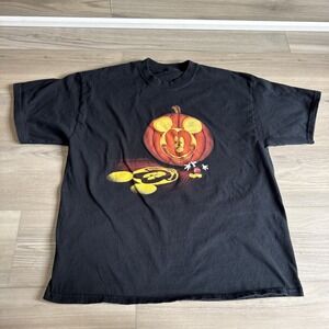 Vintage Disney Mickey Halloween Glow in the Dark Pumpkin T-Shirt‎ XL